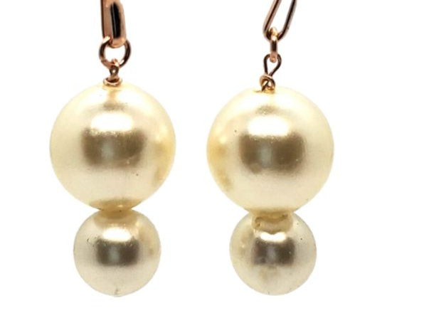 Rose Gold Link Pearl Drop Earrings