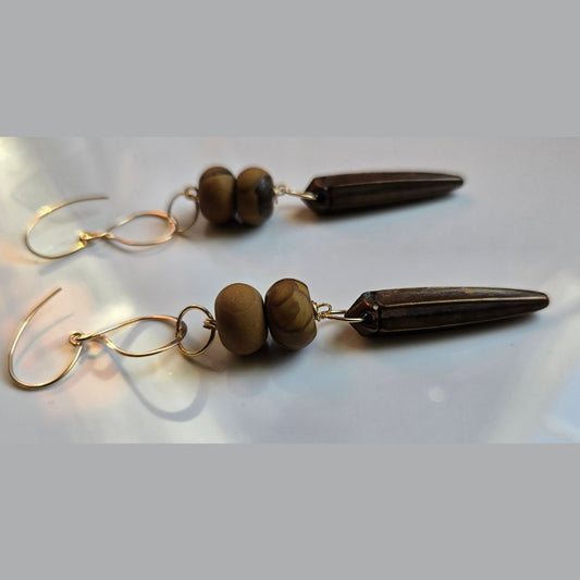 Photo of Rustic Elegance Earring side view, earrings made by jiana deon, earrings for women