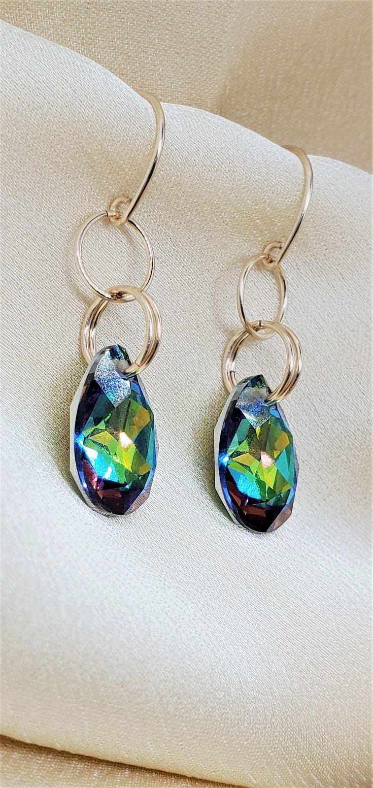 photo of earrings, earrings with Swarovski crystals, Splash Spice Dangle Earrings, unique earrings, earrings for women