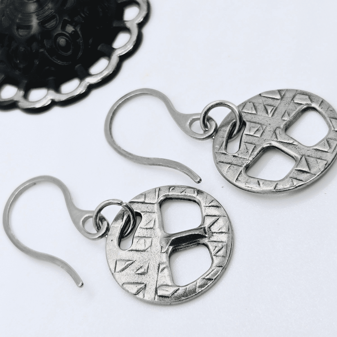 Cut-Out Coin Earrings - Antique Silver