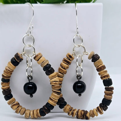 Sylvie Hoops- Wood, Brown, Silver, Black