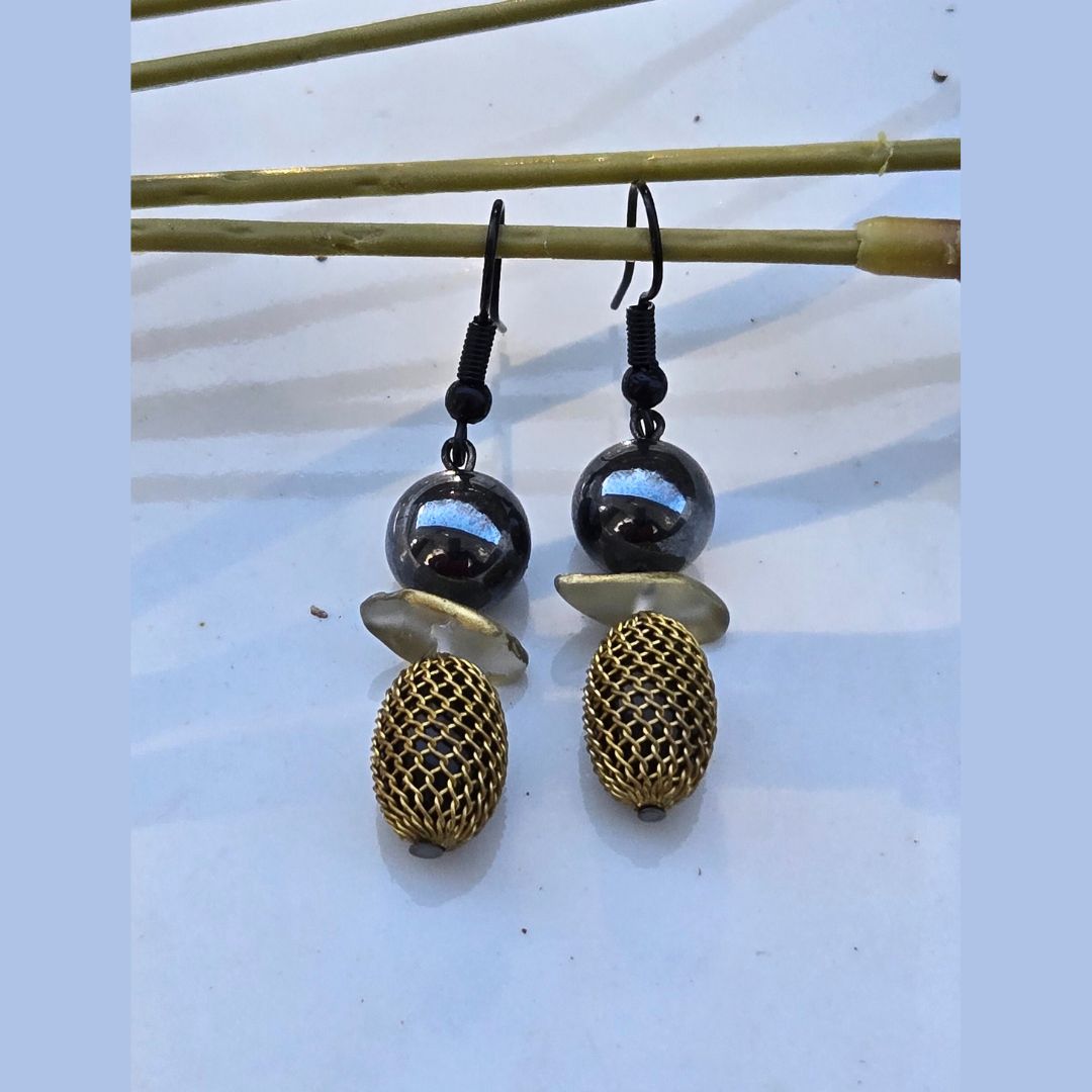 Vintage Wrap Earrings | Black & Gold Boho Earrings | Gift