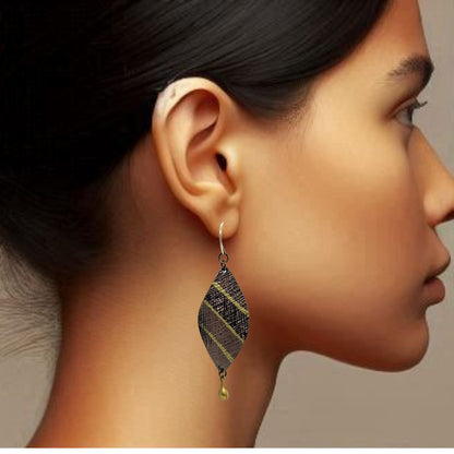 Bronze Chic Dangles | Textured Leaf Earrings | Gold Accents | Vintage Modern