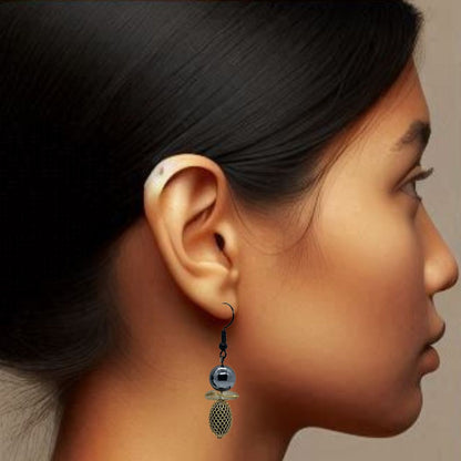 Vintage Wrap Earrings | Black & Gold Boho Earrings | Gift