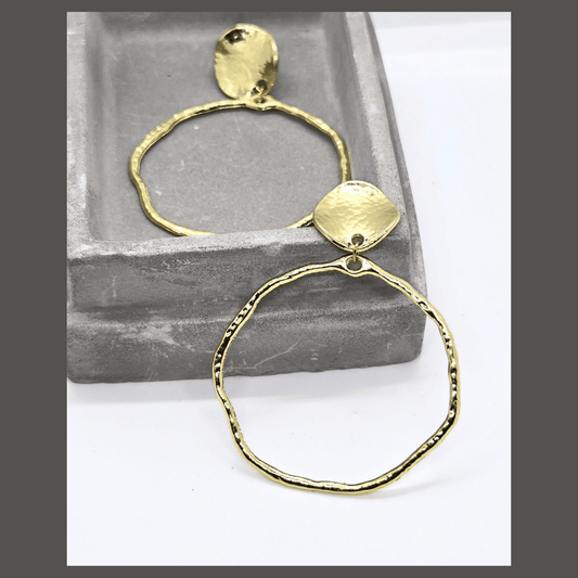Boho Edge Gold Hoops | Hammered Earrings