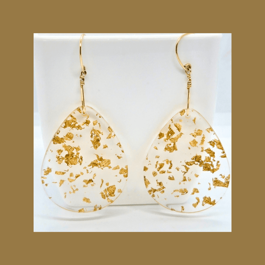 Teardrop Gold Leaf Dangles | Gold