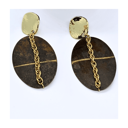 Patina Painted Dangles | Brown | Gold