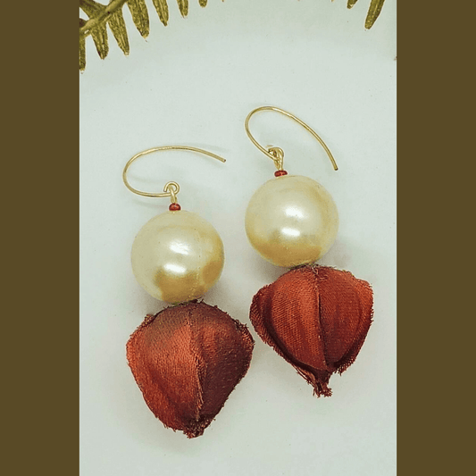 Flower Bud Pearl Earrings | Statement Pearl Earrings | Elegant Floral Design