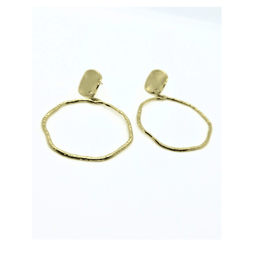 Boho Edge Gold Hoops | Hammered Earrings