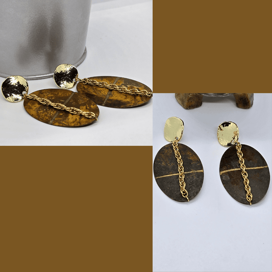 Patina Painted Dangles | Brown | Gold