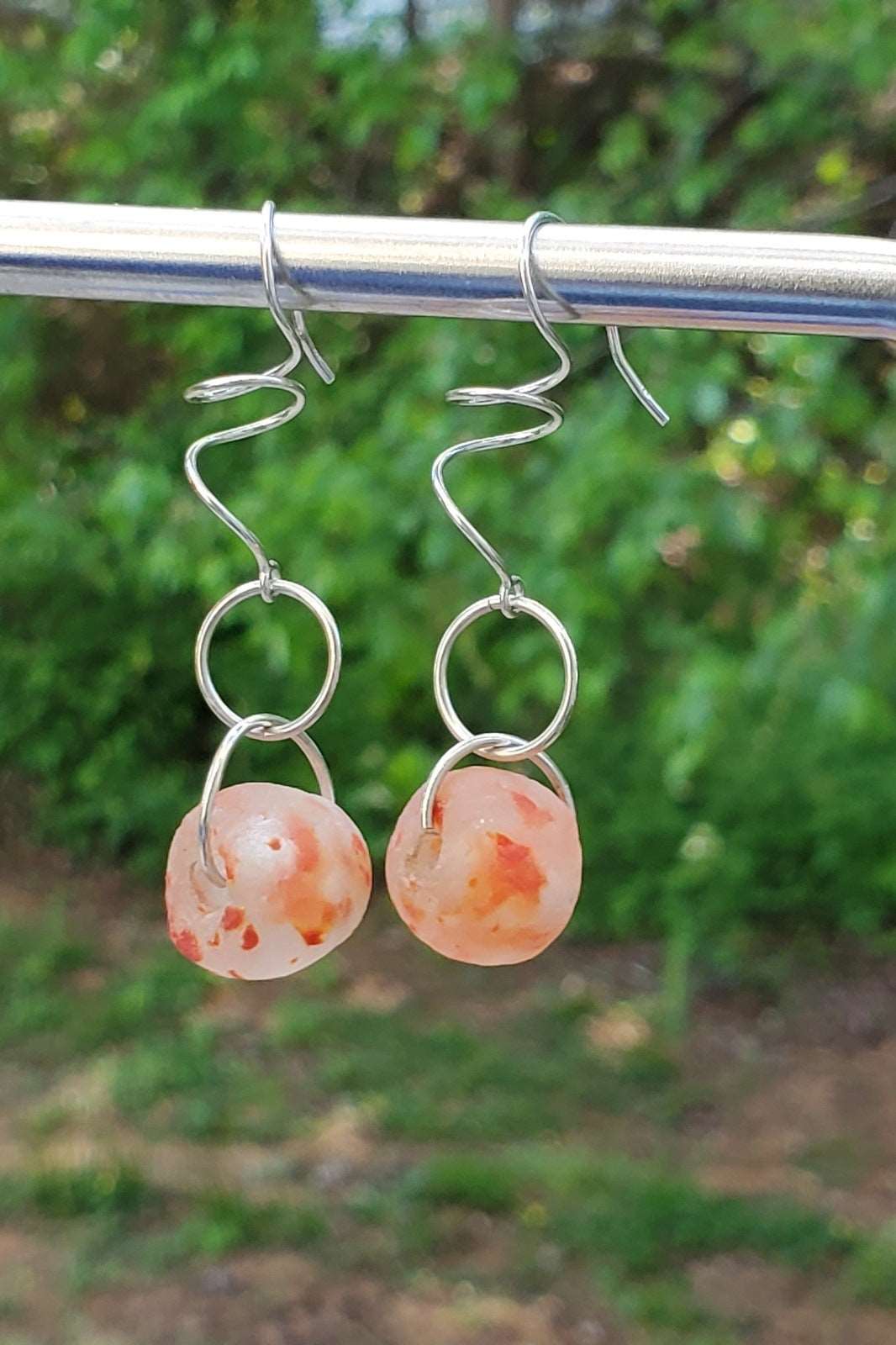 Earrings on metal photo, orange earrings photo, earrings for women, handmade earrings, Vashi Dangle Earrings