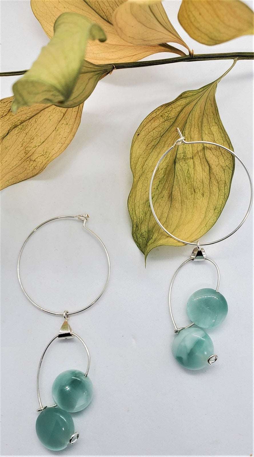 Earrings on leaf, handmade earrings, moonstone earrings handmade, Peace Moonstone Earrings