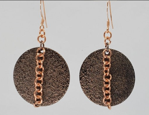 Close up photo of handmade earrings, earrings for women, Rose Gold Chain Dangle Earrings