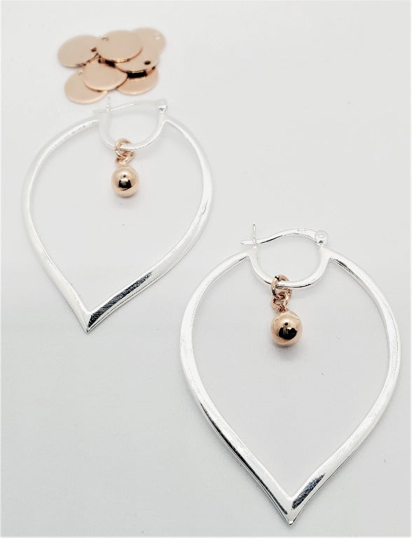 Rose Gold and Sterling Silver Hoop Earrings