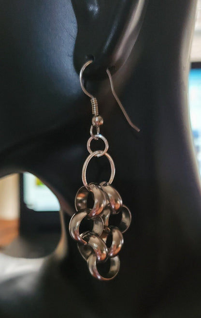 earrings in shadow room on bust, handmade earrings, earrings for women, Unity Rolo Dangle Earrings