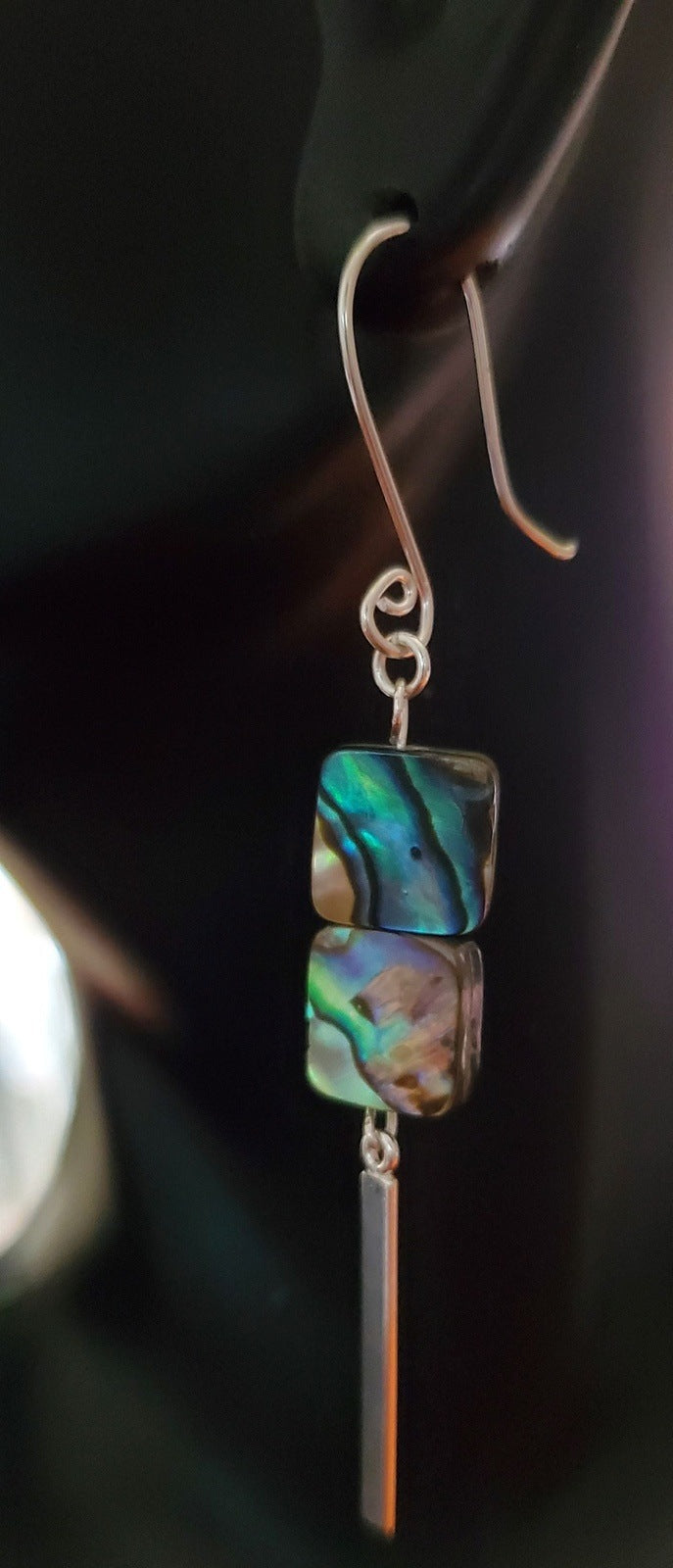 Bust photo of Abalone earrings, Kai Dangle Earrings, earrings for women, handmade earrings