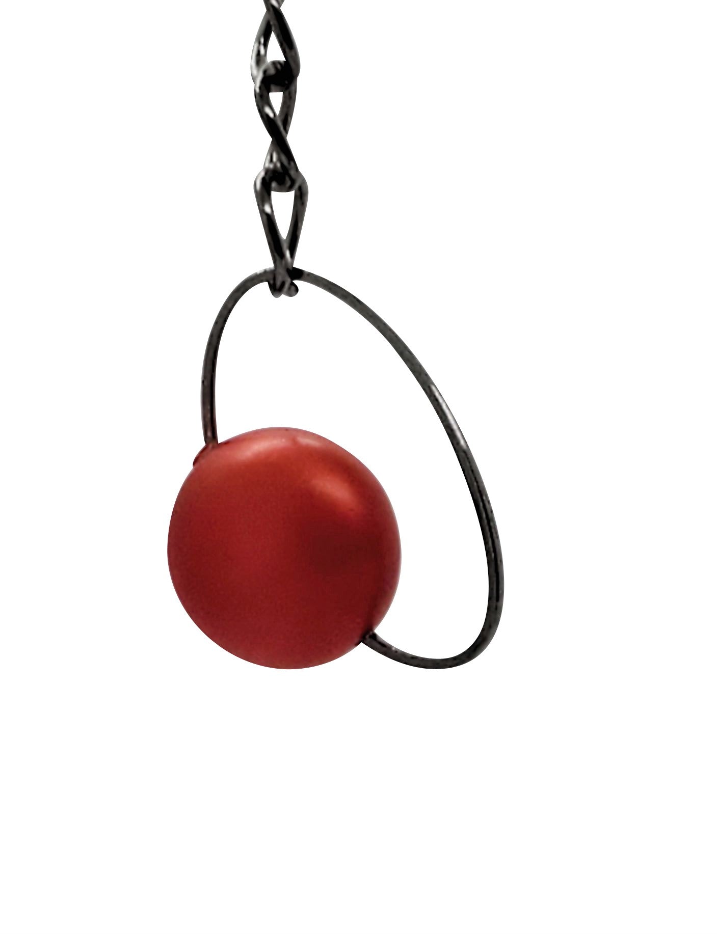 Photo of close up view of red earrings, handmade earrings, earrings for women, Ruby Chain Dangle Earrings