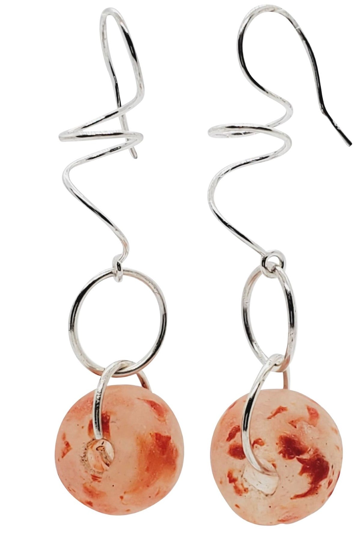 Close up photo of earring, orange earrings, handmade earrings, earrings for women, Vashi Dangle Earrings