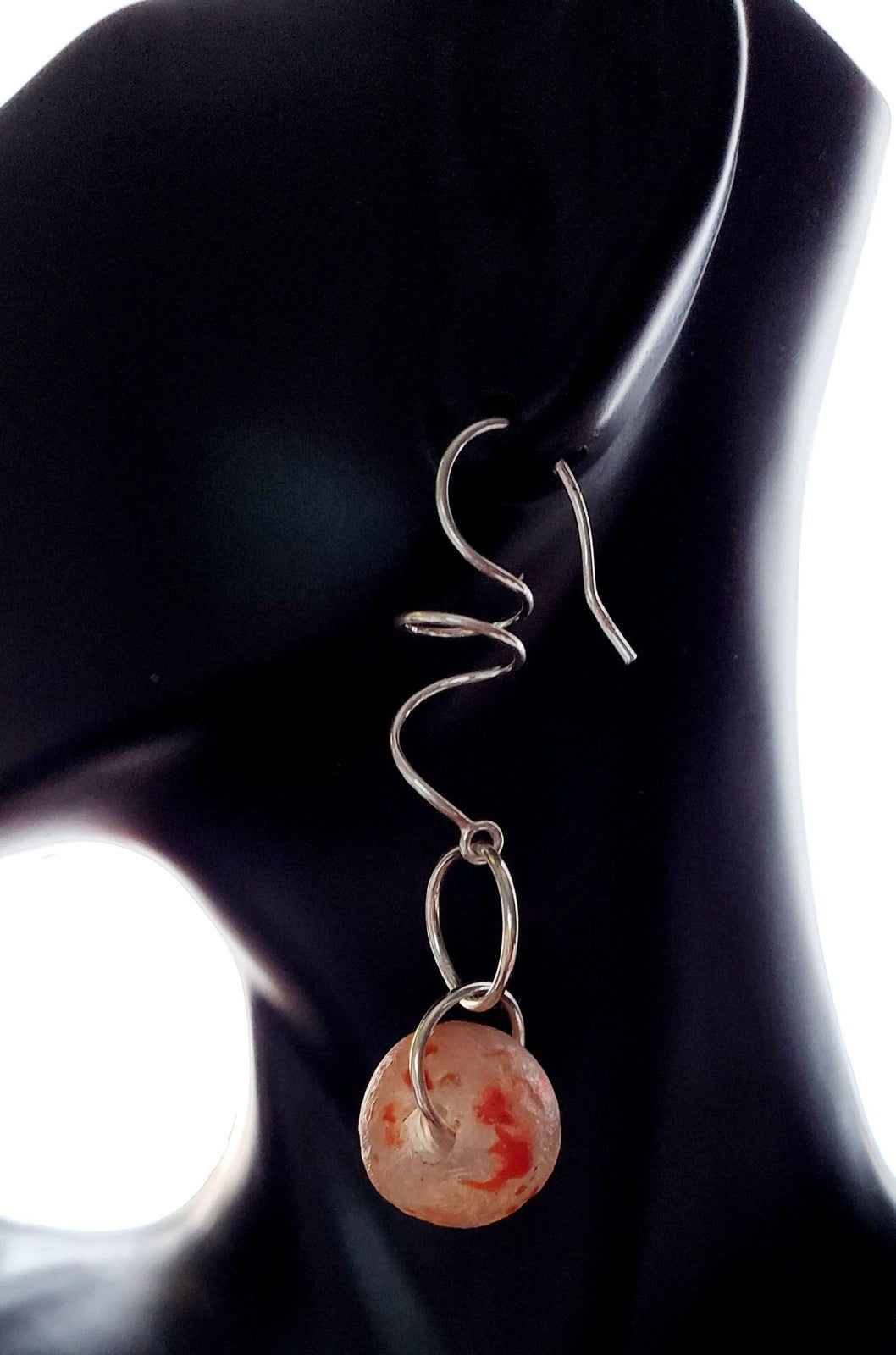 Orange earrings on bust, handmade earrings, earrings for women, earrings by Jiana Deon, Vashi Dangle Earrings