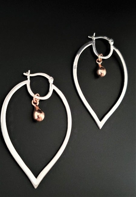 Rose Gold and Sterling Silver Hoop Earrings