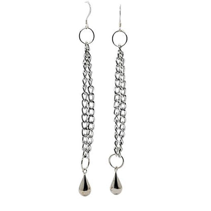 Earrings for women, Chain Teardrop Earrings on white backdrop photo