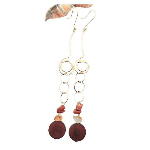 Earrings with a seashell, earrings on a white background, handmade earrings, Spiraling Dangle Earrings