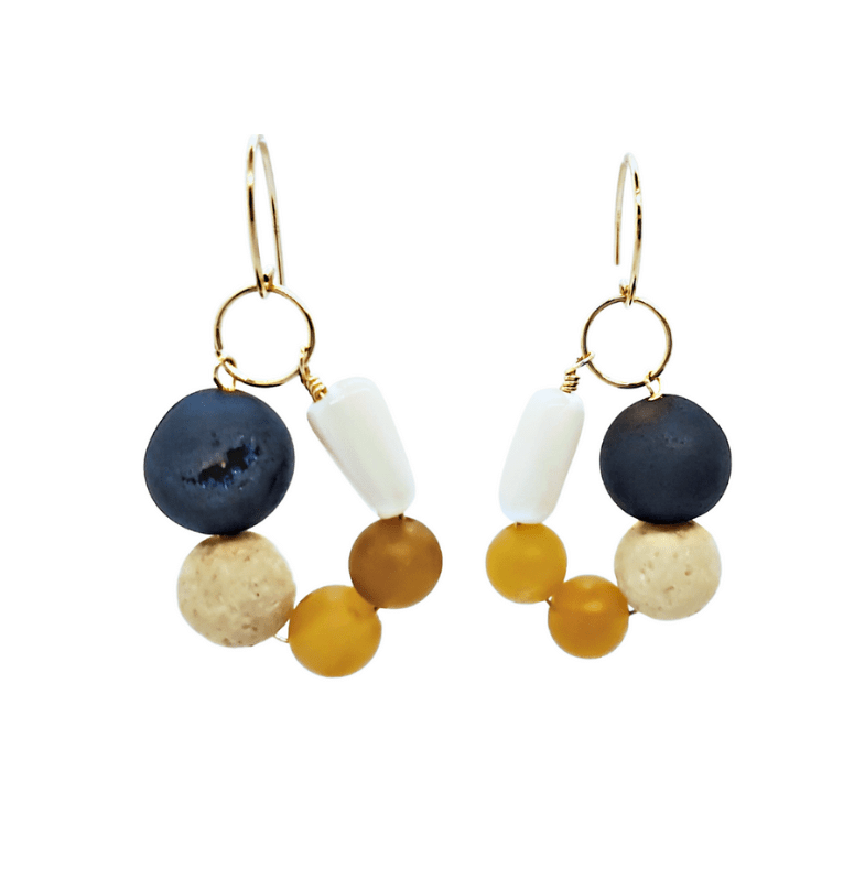 Handmade earrings for women, Crush Drop Earrings, earrings made of different stones photo, earrings on white background