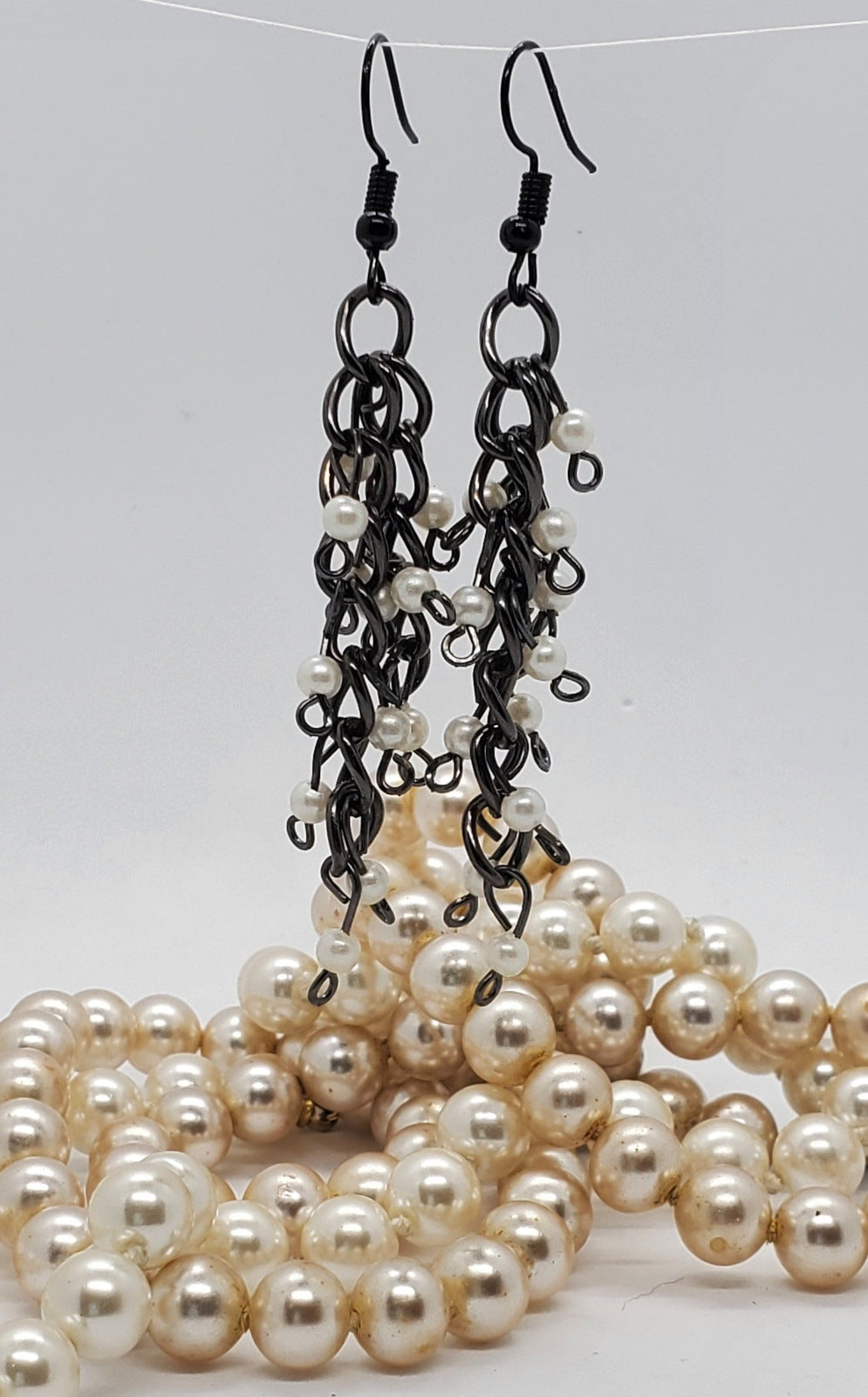 Gunmetal Chain Tassel Earrings