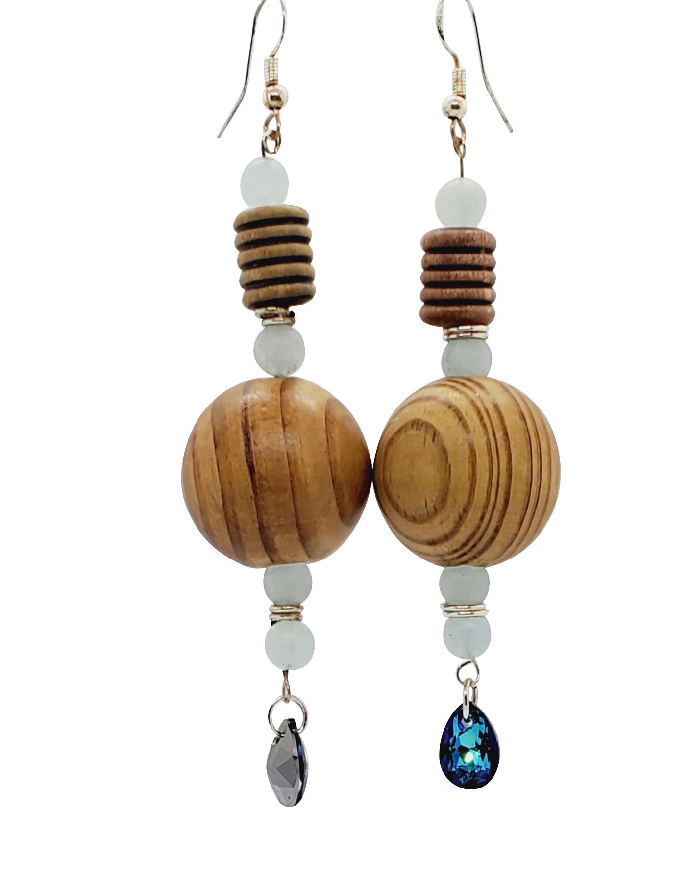 bohemian style earrings, wooden earrings on white background, earring photo, handmade earrings, Nina Wooden Bead Earrings