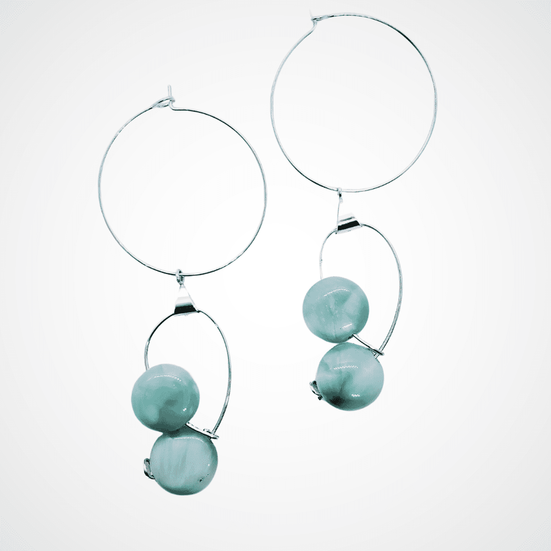 silver and green earrings, handmade hoop earrings, earrings for women, Peace Moonstone Earrings