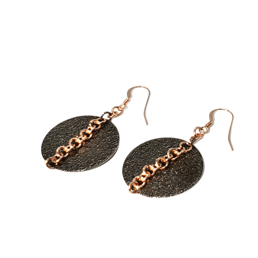 Gold and black earring photo, handmade earrings, earrings for women, Rose Gold Chain Dangle Earrings