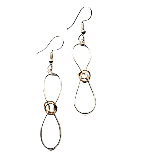Silver and gold earrings on white background, handmade earrings, earrings for women, Twist Dangle Earrings