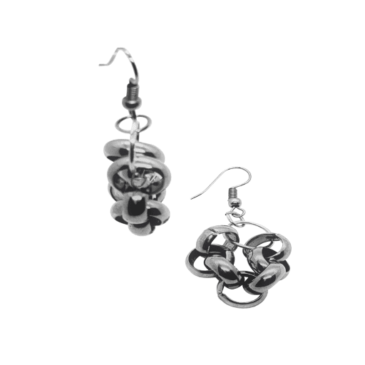 Silver earrings on white background, handmade earrings, earrings for women, Unity Rolo Dangle Earrings