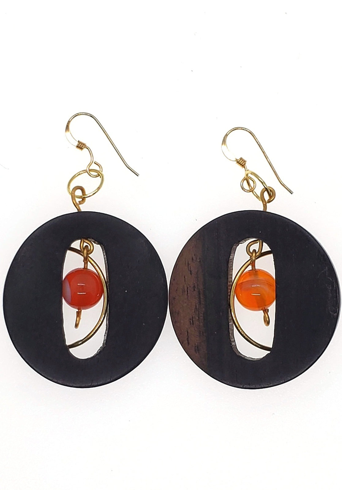 Wooden earrings for women, Ebony Wood Drop Earrings, Handmade earrings, Photo of wooden earrings on white background