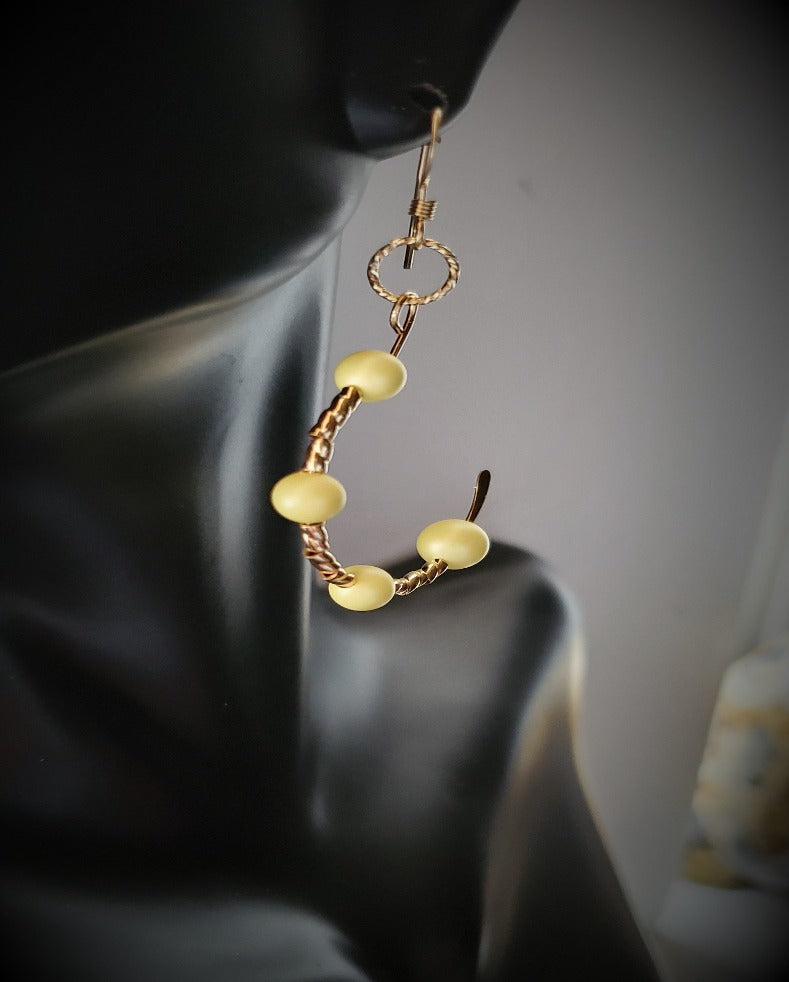 Handmade earrings, Lemon Drop Hoop Earrings, Bust view photo Jiana deon Earrings